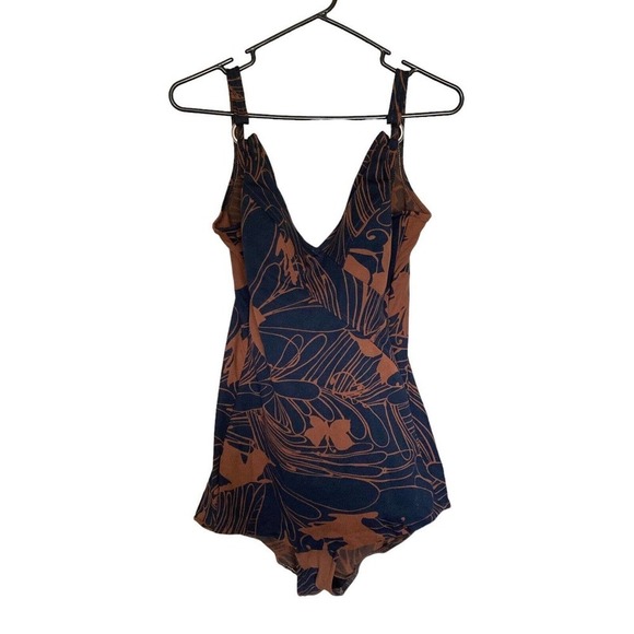 Jantzen Other - Vintage Jantzen Swim Suit 8/10 Navy Blue Brown Floral Butterfly One Piece